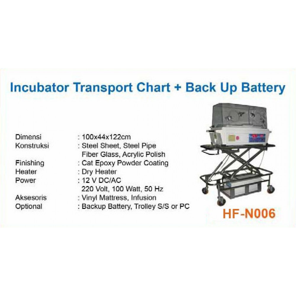 Inkubator Mobile Dorong Incubator Transport Chart dengan Baterai