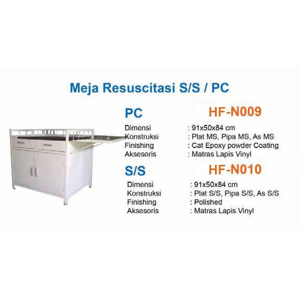 Meja Resusitasi Bayi Resuscitation Table Stainless Steel 