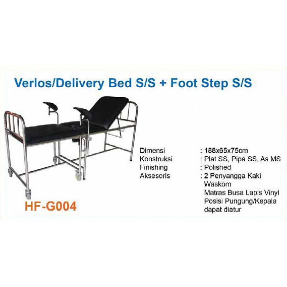 Verlos Delivery Bed Stainless Steel dengan Foot Step