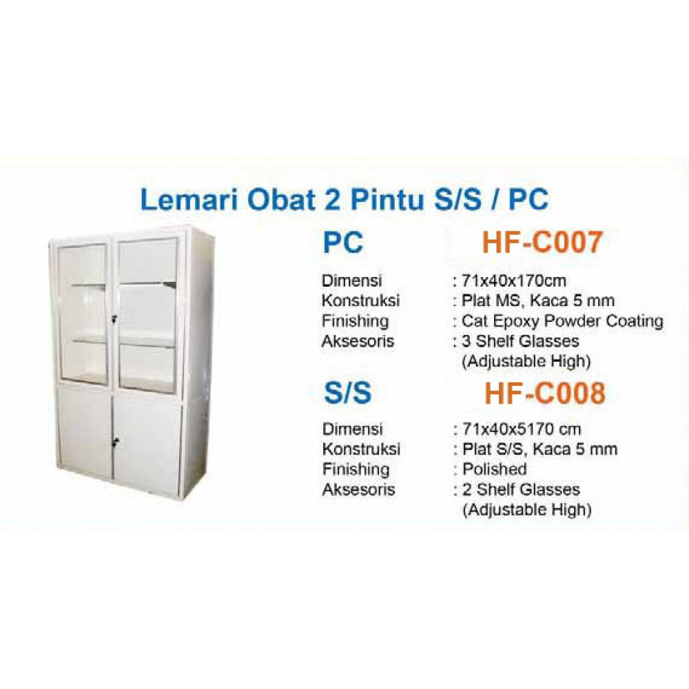 Lemari Obat 2 Pintu Stainless Steel