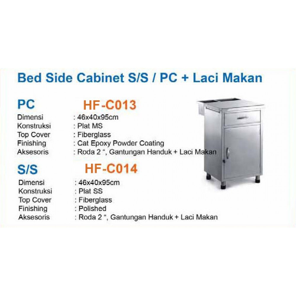 Bed Side Cabinet Besi dengan Laci Makan
